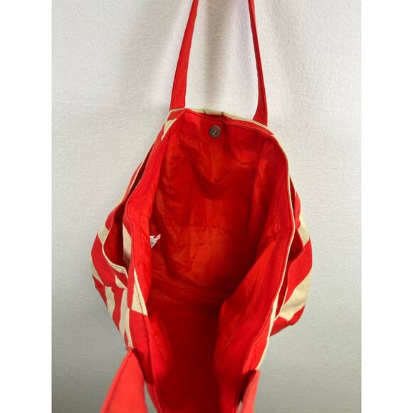 Old Navy Red Beige Striped Beach Tote Bag - Picture 6 of 8